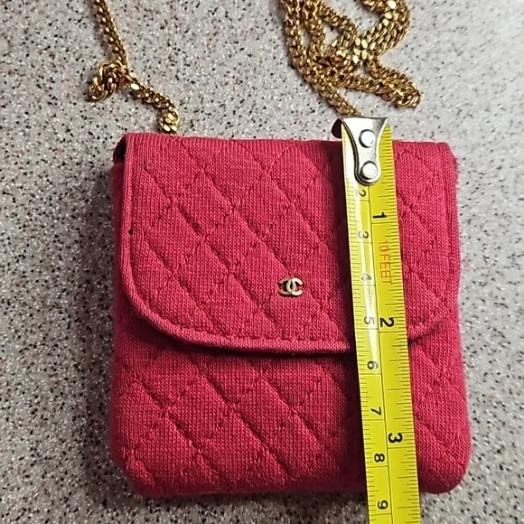 Chanel Red Cloth Front Flap Micro Gold Chain Purse Bag - Picture 5 of 8